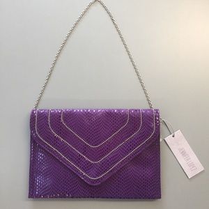 Jennifer Lopez Purple Snakeskin Print Clutch